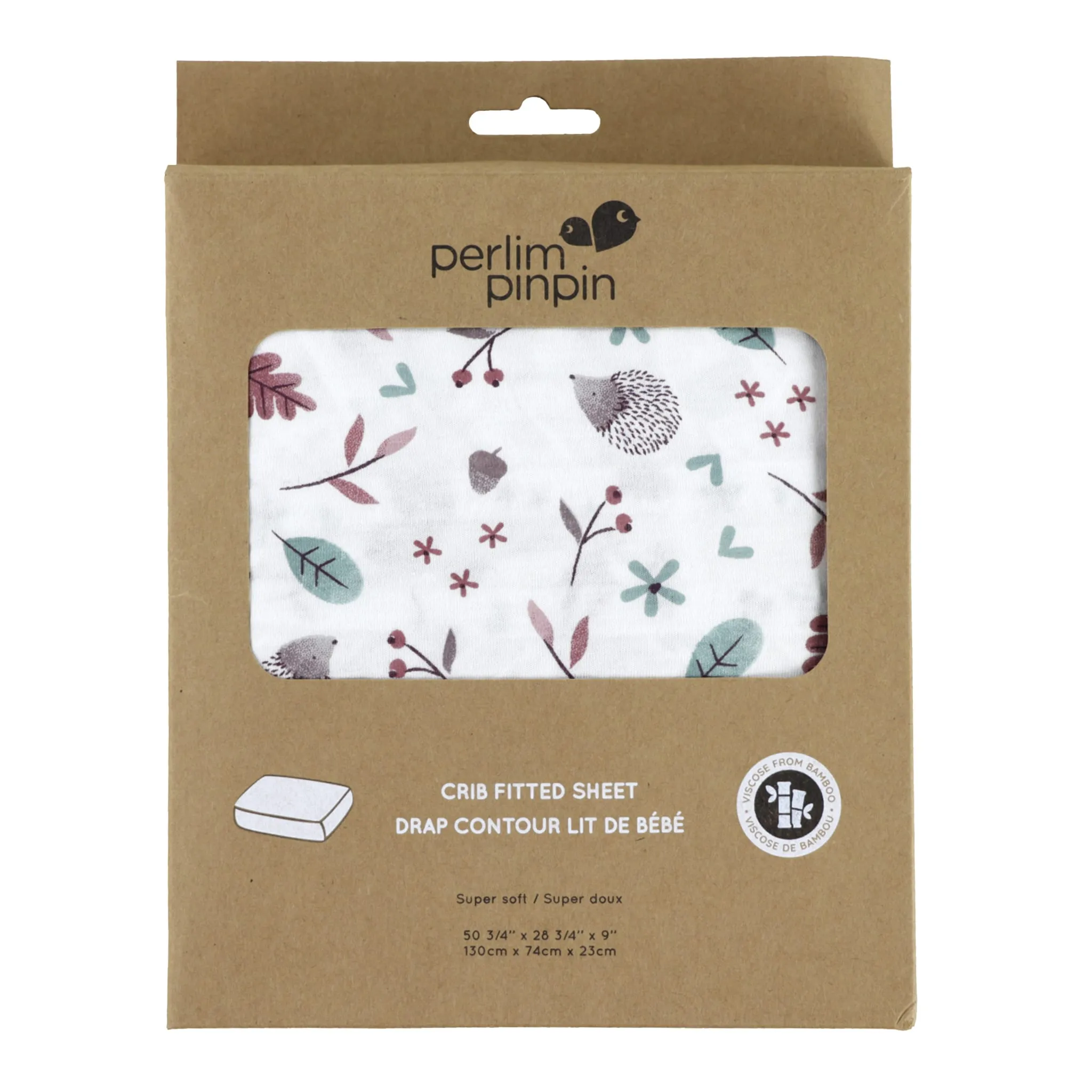 Perlimpinpin Drap Contour pour Lit de Bébé Bambou - Hérissons