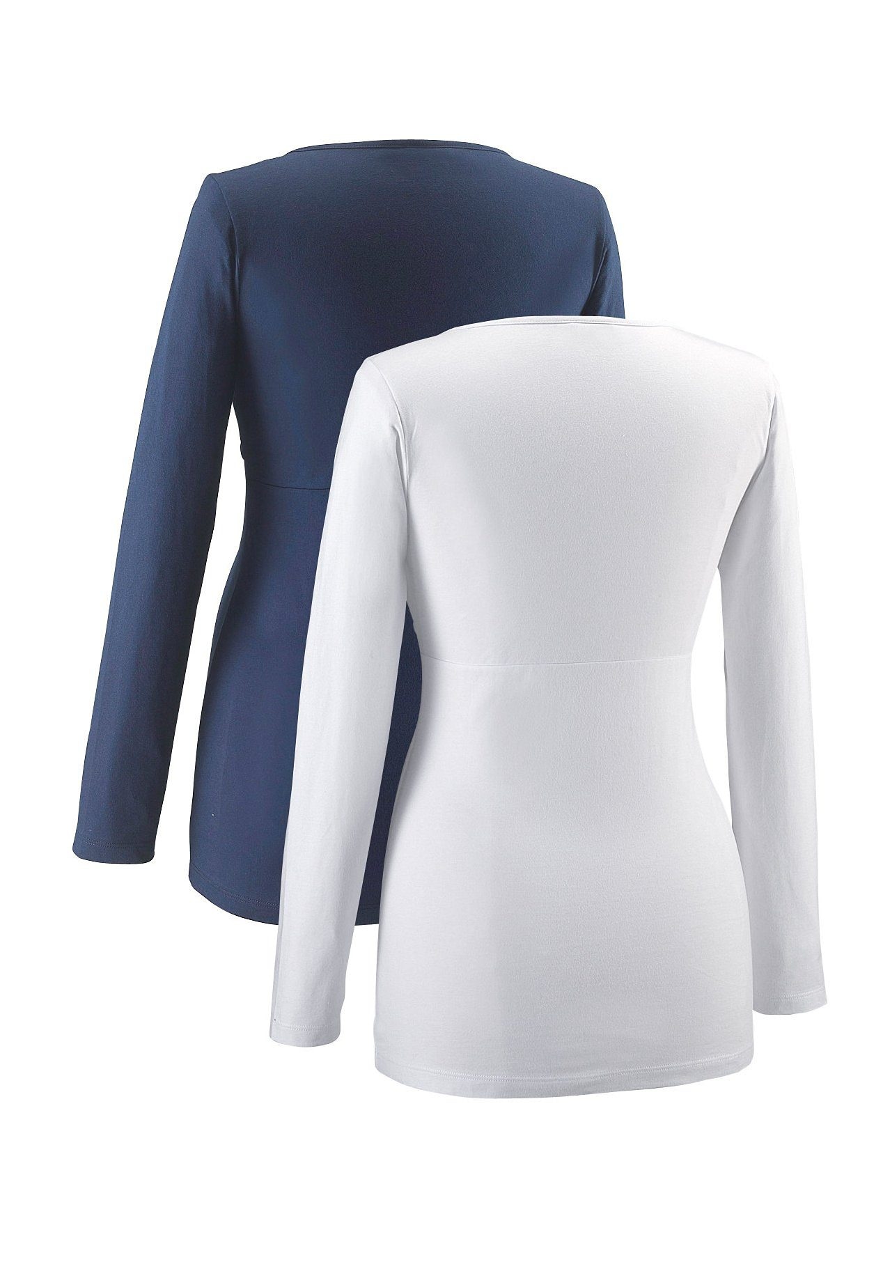 Neun Monate Umstandsshirt »2er Pack Shirts für Schwangerschaft und Stillzeit«, 2 Stk. Langarm,  Basic-Schnitt,  unifarben,  V-Ausschnitt,  aus Jerseystoff