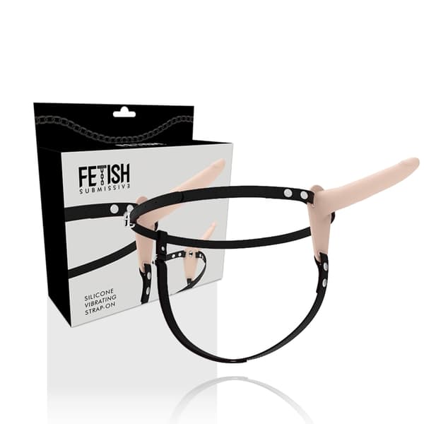 Fetish Submissive Harness - Flesh Silikon Vibrator 15 Cm