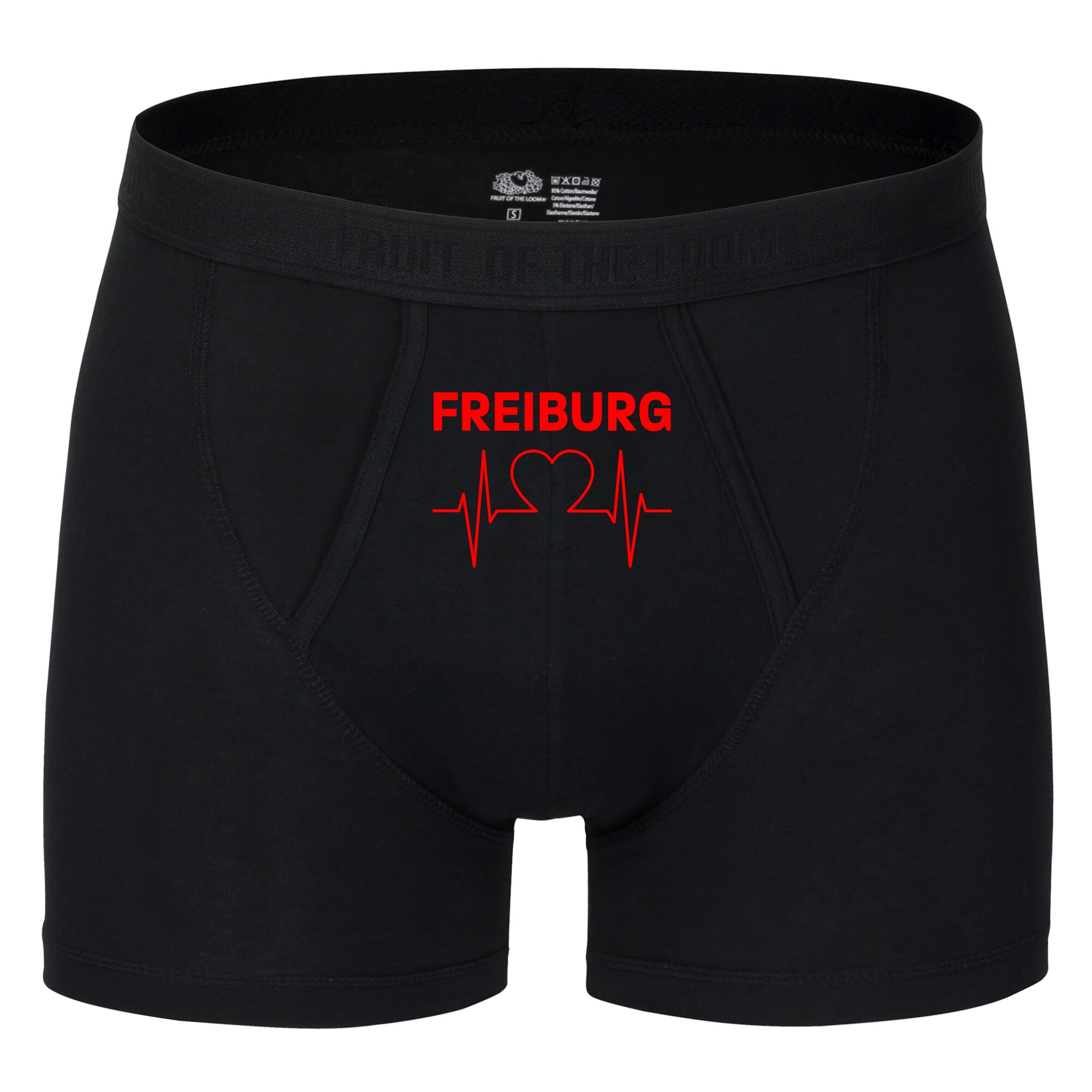 multifanshop® Herren Boxer Short - Freiburg - Herzschlag - Druck rot