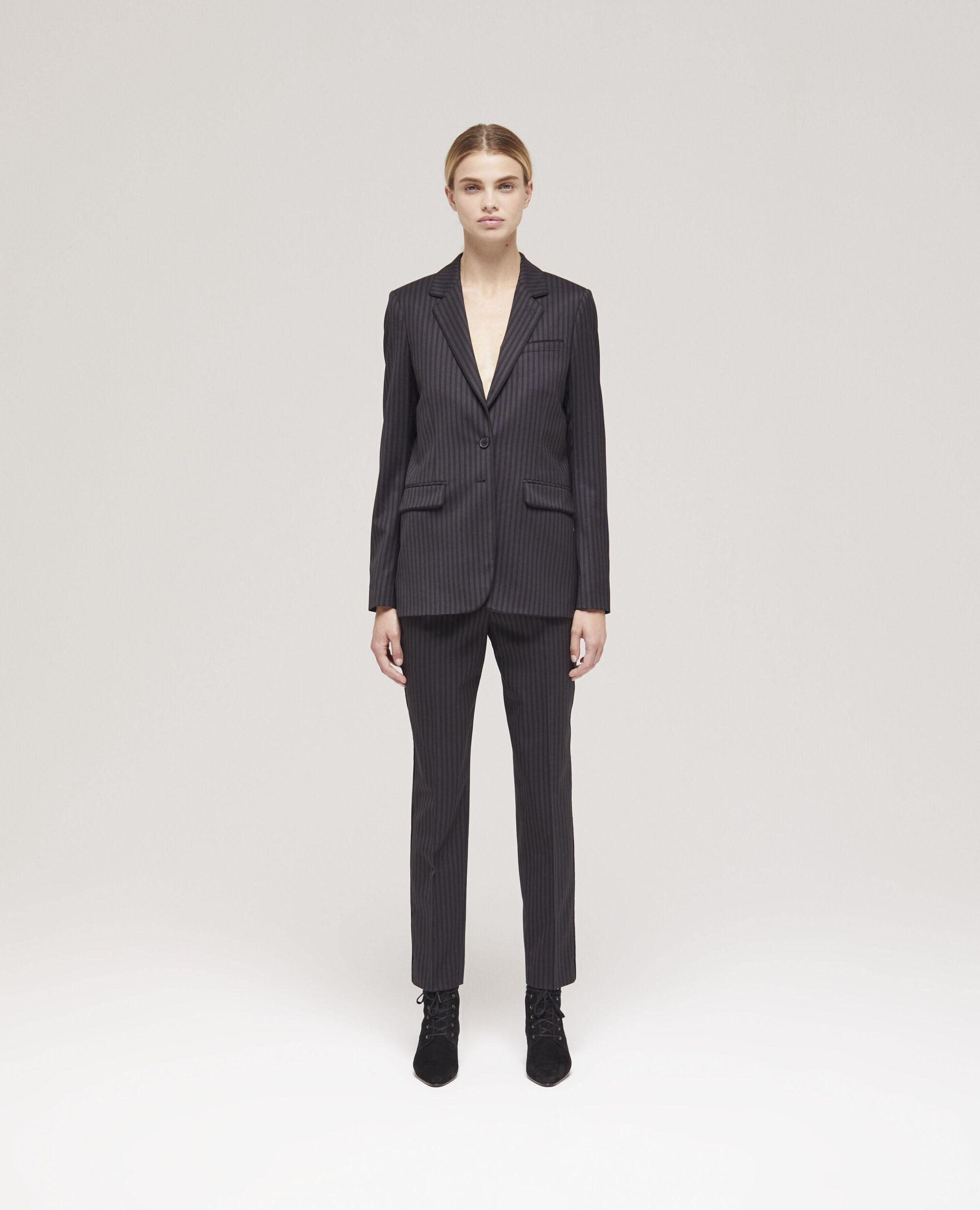 Veste de costume en laine à rayures