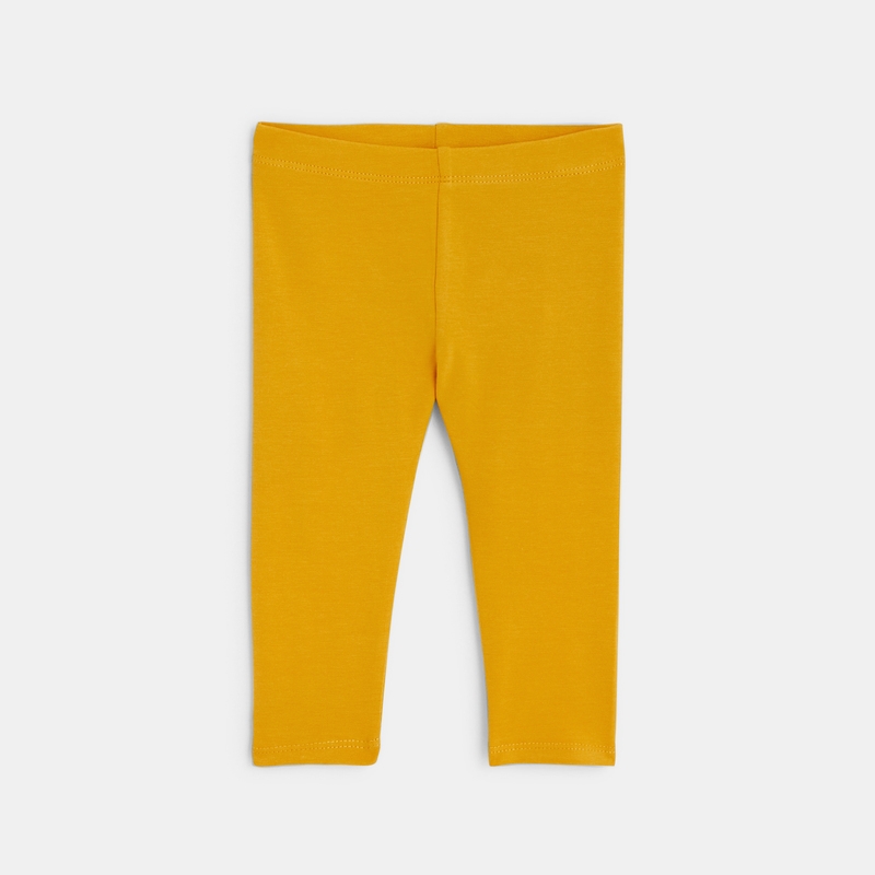 Robe oiseaux molleton léger et legging jaune bébé fille