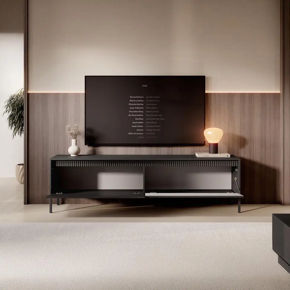 Meubella - TV-Meubel Saran - Mat zwart - 187 cm
