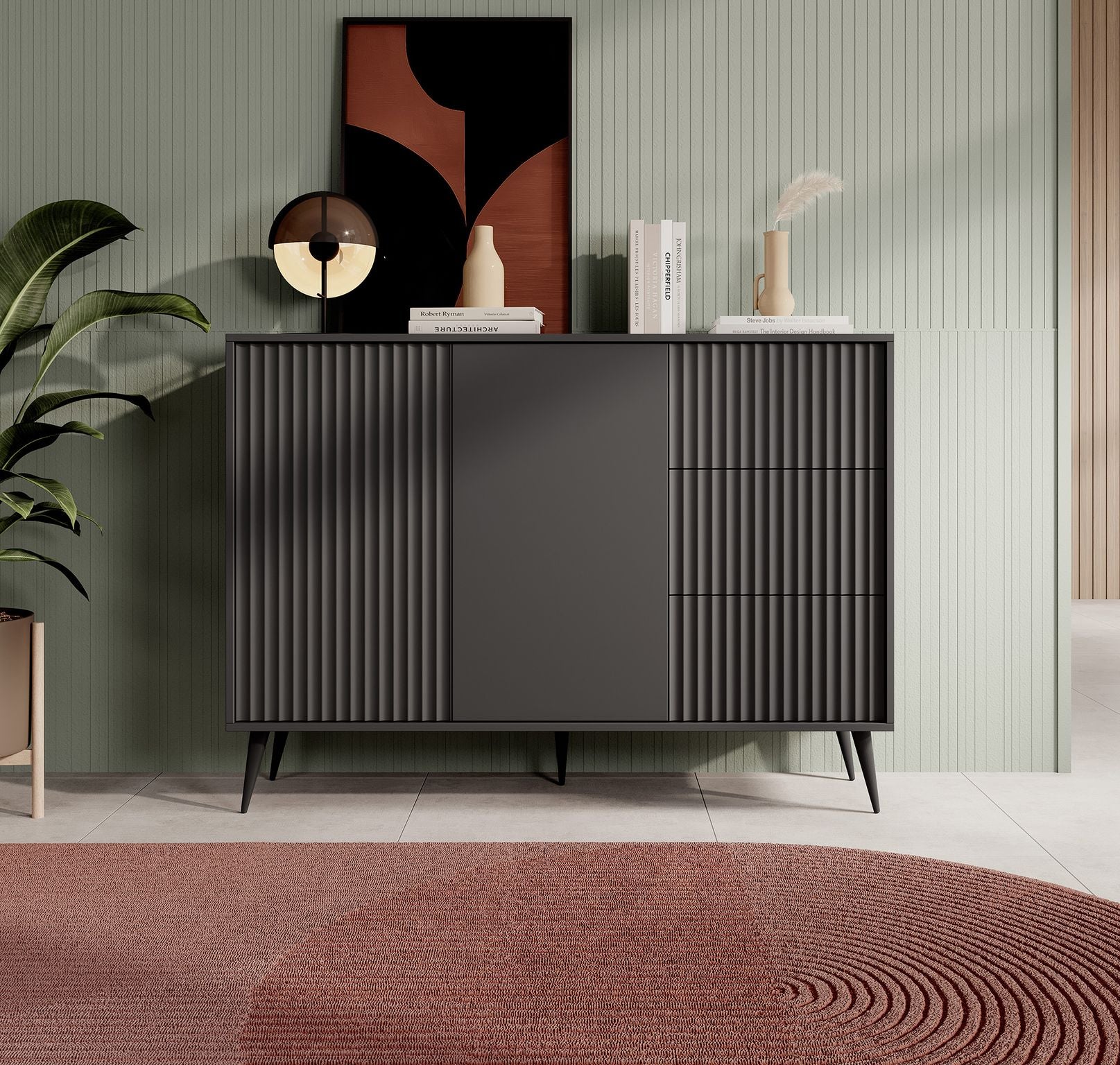 Winq - Dressoir - Antraciet - 135x40x98 cm