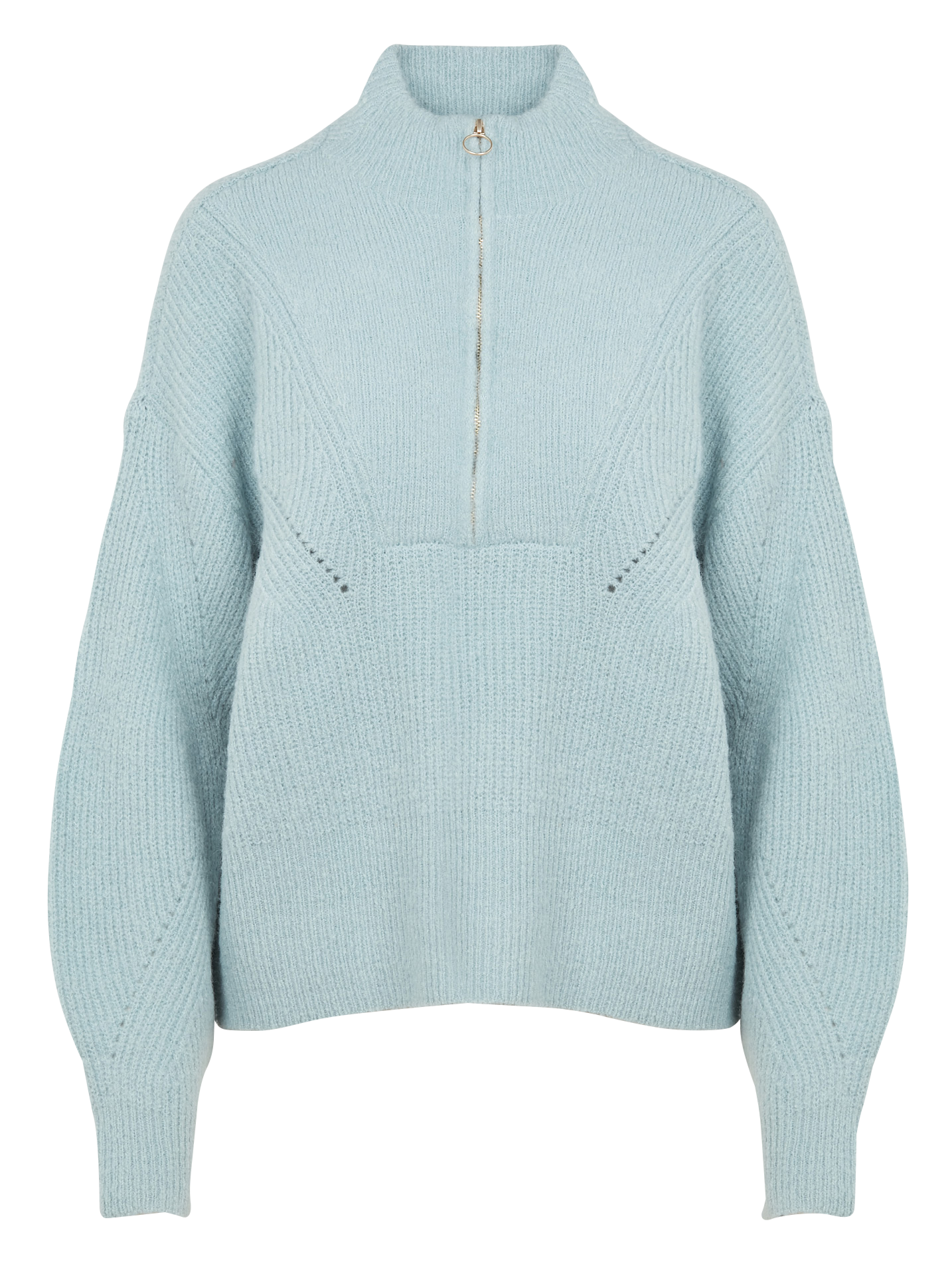 Pull col camionneur en maille mélangée| Bleu