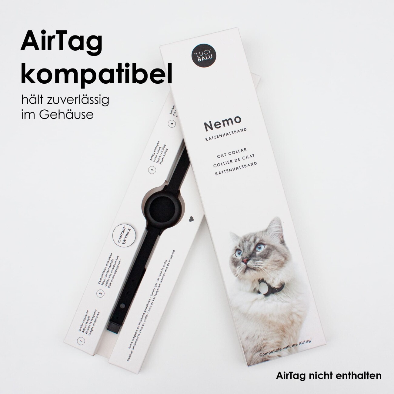 LucyBalu NEMO AirTag Katzenhalsband (Silikon) neon pink