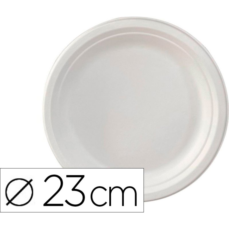 Assiette plate ivoire coldis fibres vegetales              biodegradable diametre 23cm   sachet 50 unites