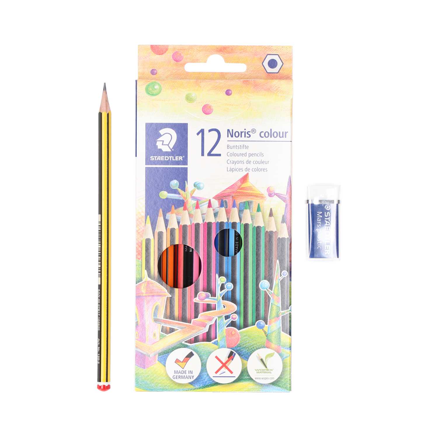 STAEDTLER Noris Buntstifteset 12er inkl. Bleistift und Radierer