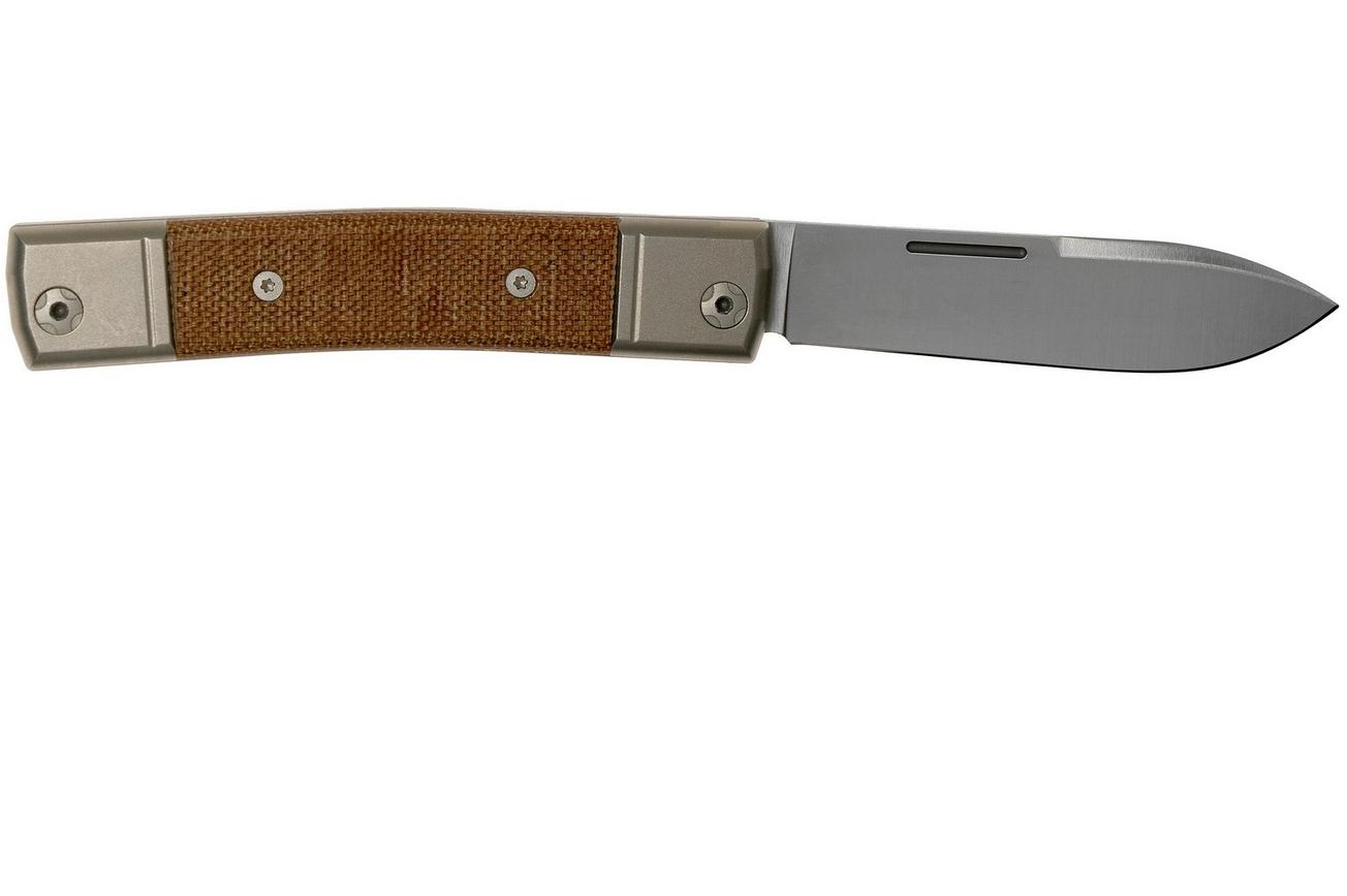 LionSteel BestMan BM2 CVN Natural Canvas Micarta slipjoint zakmes