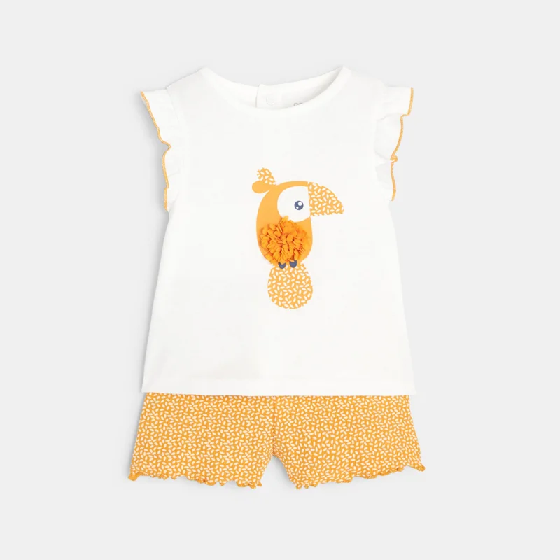 Pyjama court oiseau jaune bébé fille Jaune