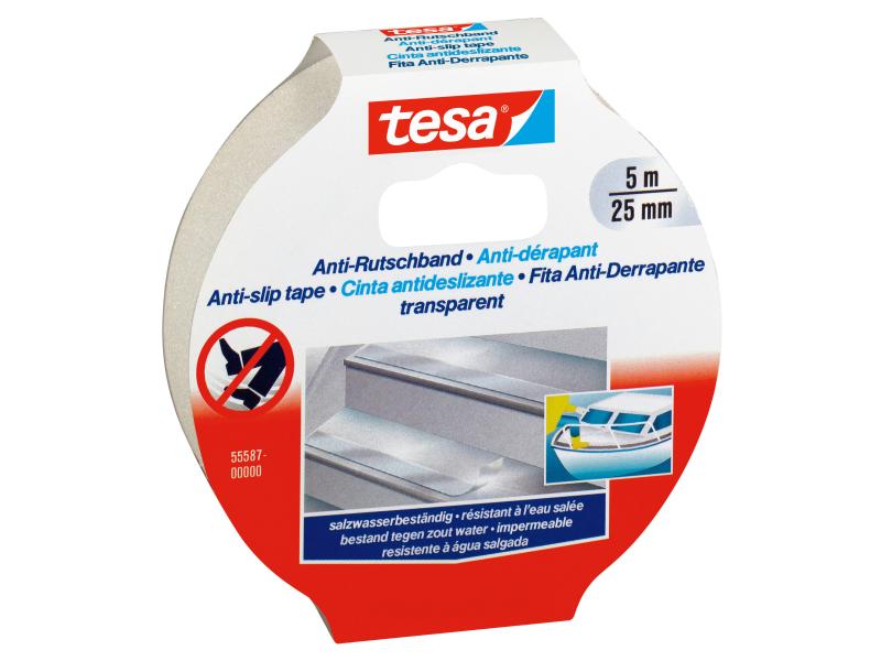 tesa Anti-Rutschband 5 m x 25 mm Transparent Anti-Rutschband, 25 mm x 5 m, transparent