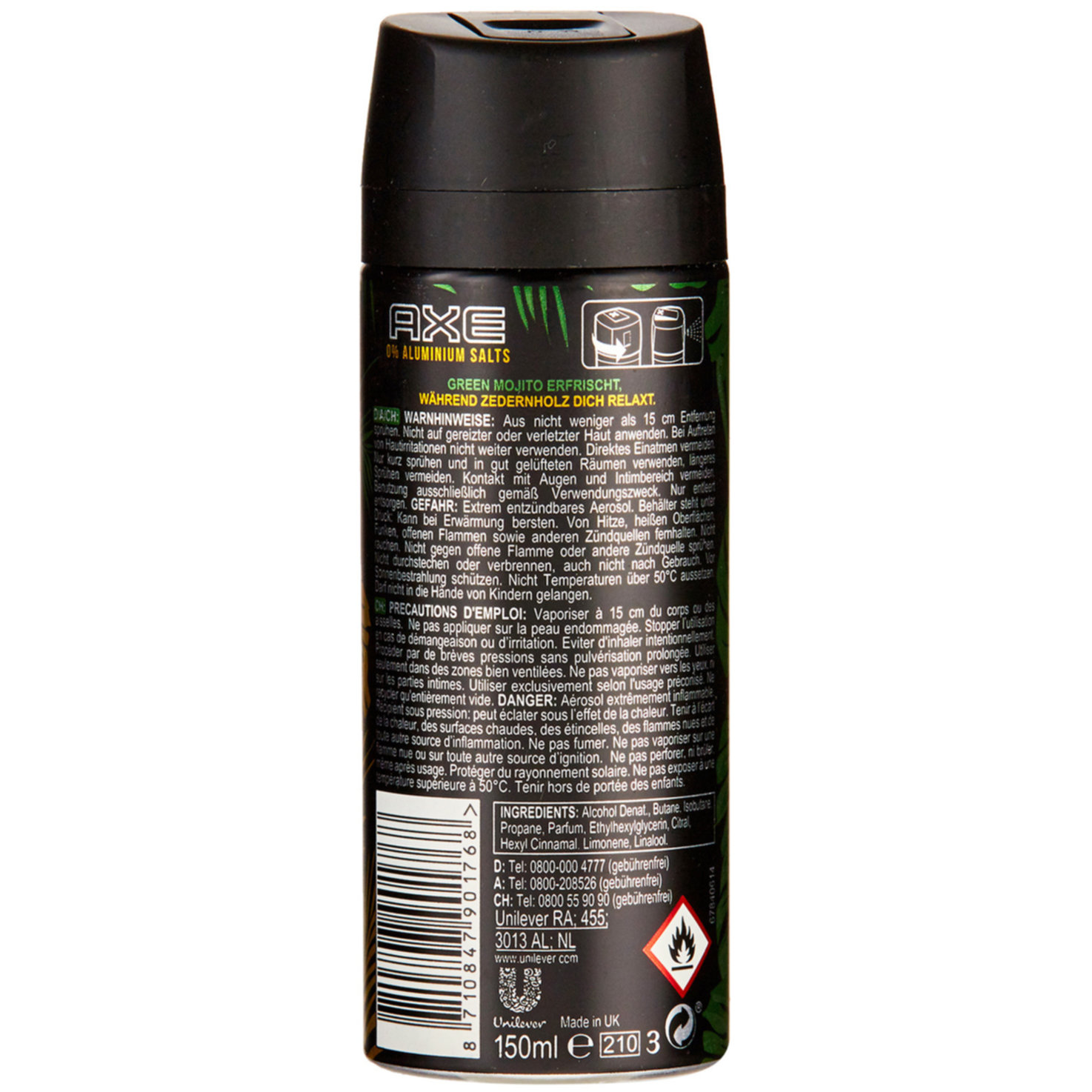 Axe Deo Spray Spray Wild Mojito & Cedarwood ohne Alu