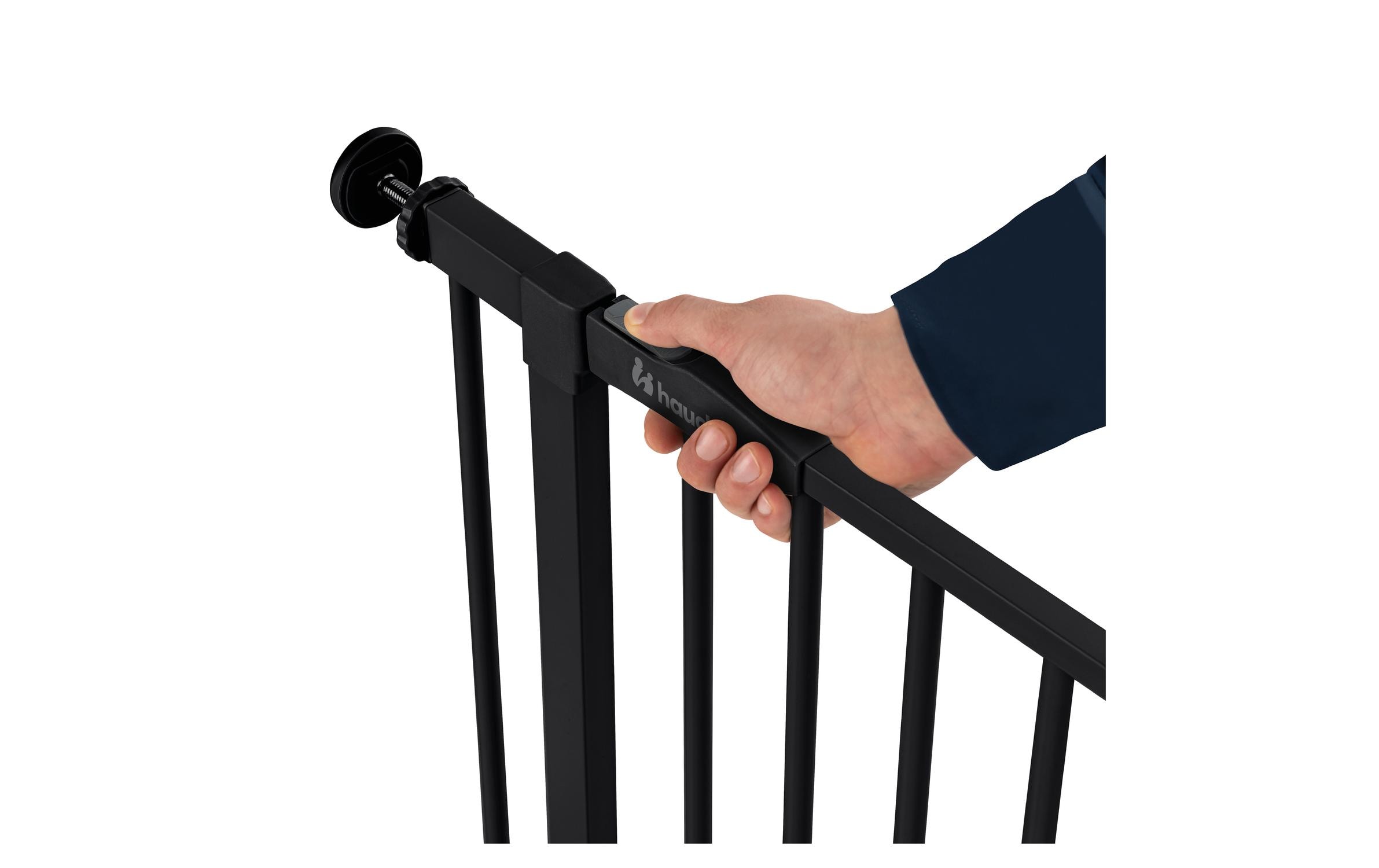 Türschutzgitter Open N Stop 2 Schwarz 75 cm - 80 cmPraktisches, manuell schliessendes Tür- und Treppenschutzgitter-Set
