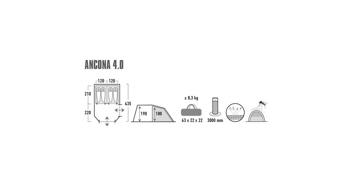 High PeakAncona 4.0 tent  (Grijs/blauw)