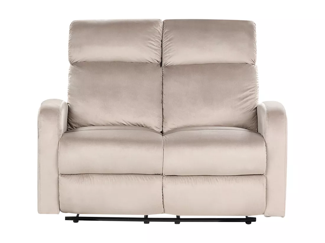Canapé 2 places inclinable électrique en velours beige VERDAL