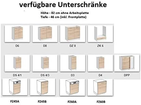 NAKA Küche Schränke Küchenzeilen EKO 260 cm Weiss Hochglanz/Soft Close
