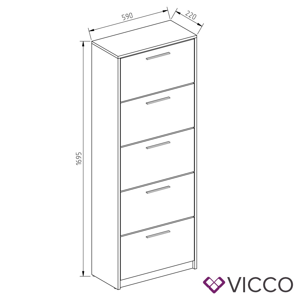Vicco Schuhschrank Gizmo Schuhkipper Schuhregal Regal 5 FächerWeiß
