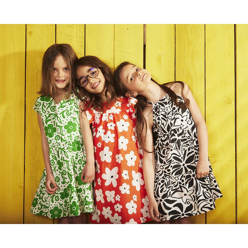 Robe portefeuille manches courtes imprimé floral pour fille - Blanc