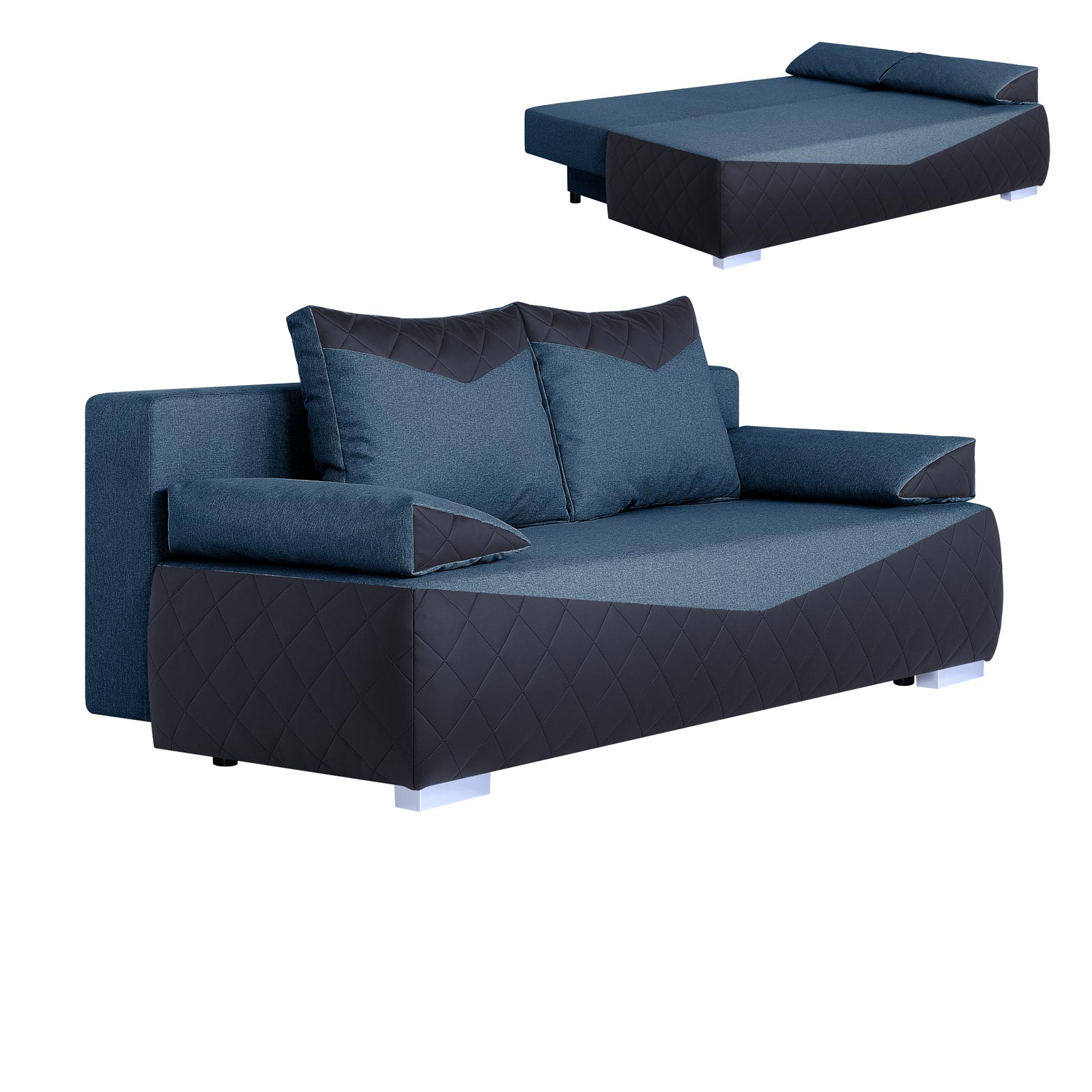 Boxspringsofa - schwarz-night sky - Karosteppung - Dauerschläfer