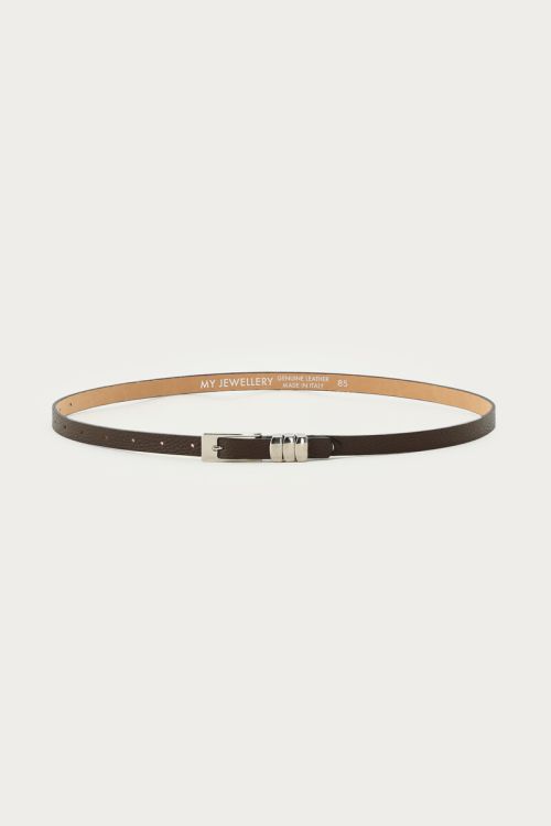 Klein donkerbruine leren riem