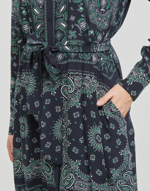 Tommy Hilfiger - BANDANA VIS MIDI SHIRT DRESS LS - Marine