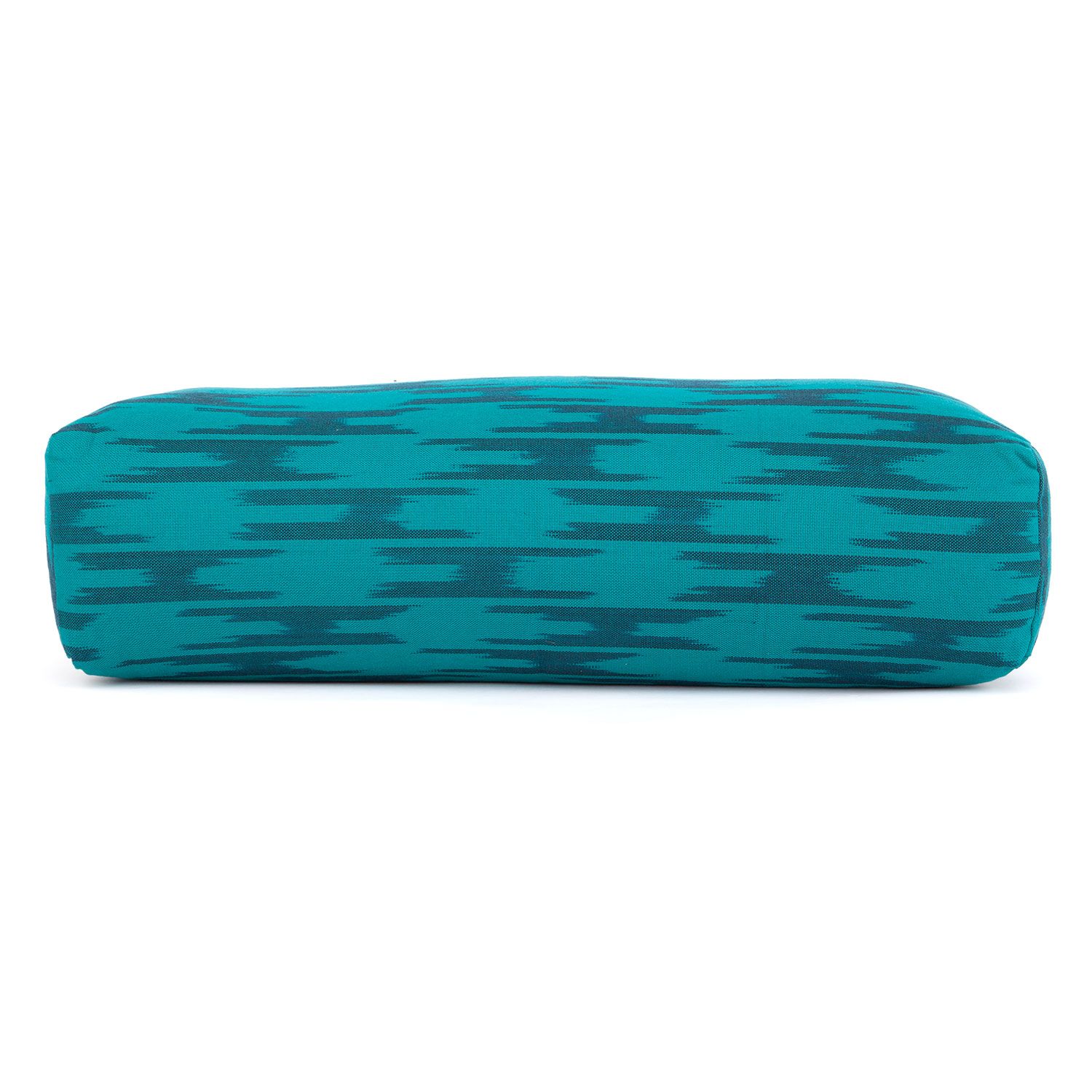 ETHNO Collection: Salamba (rechteckig) Yoga-Bolster Ikat-Webstoff, blau-grün gem., Dinkelhülsen