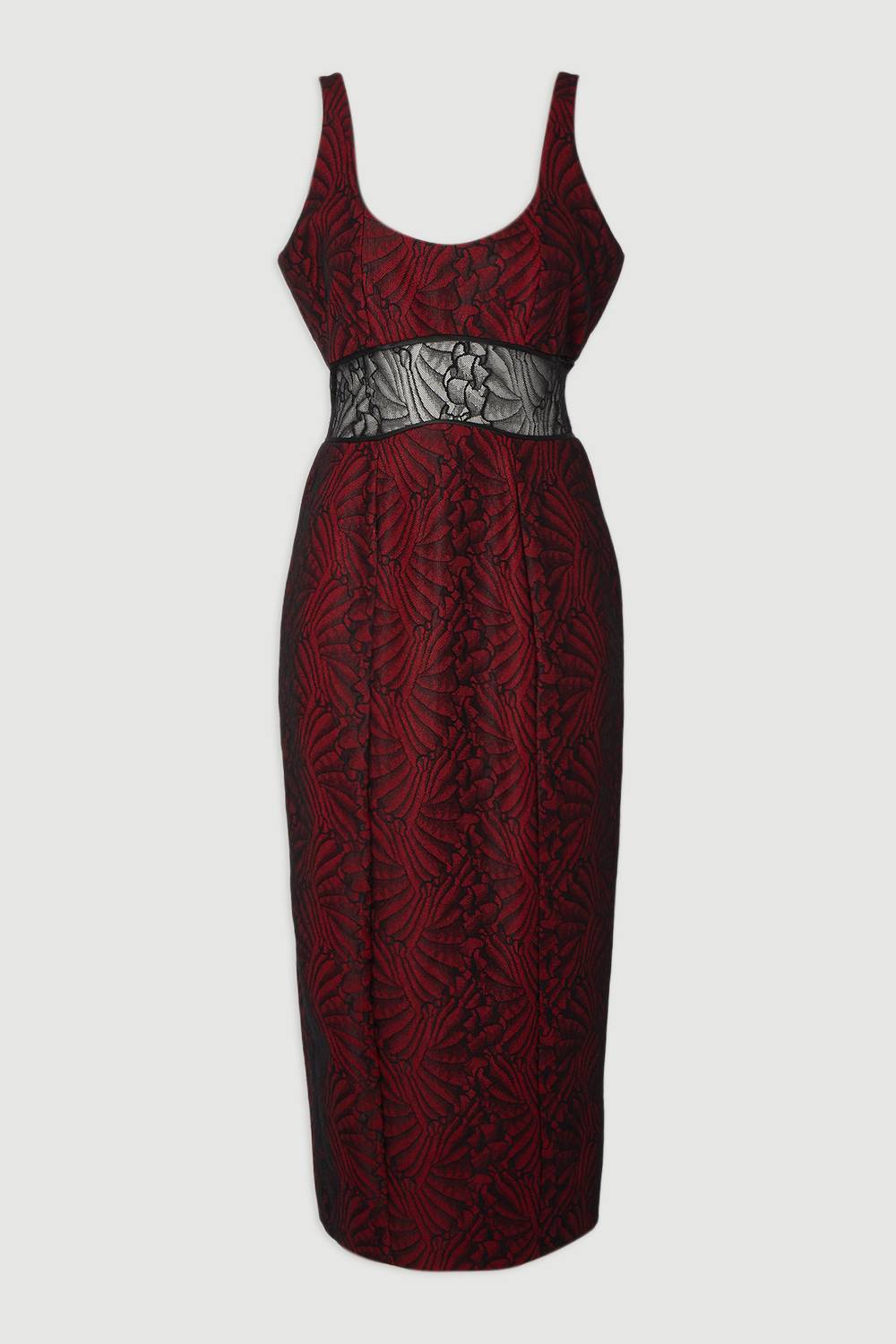 KarenMillen Robe Longue Crayon Ajustée en Dentelle Premium
