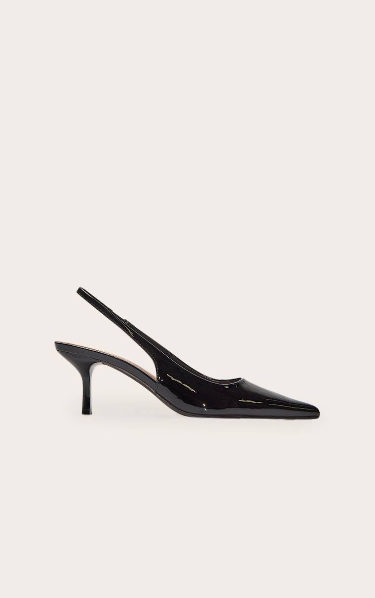 Noir Escarpins À Bout Pointu Et Bride Arrière En Synthétiquecuir À Talon Moyen