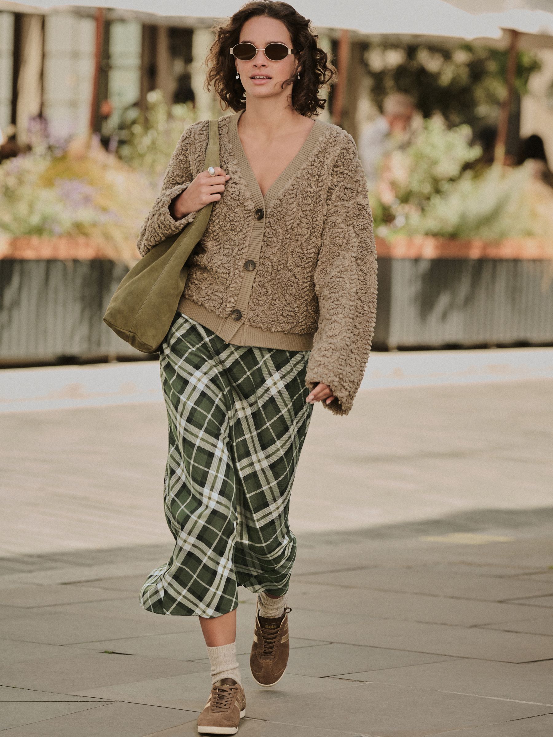 Groen - Ruit Midi Slip Rok