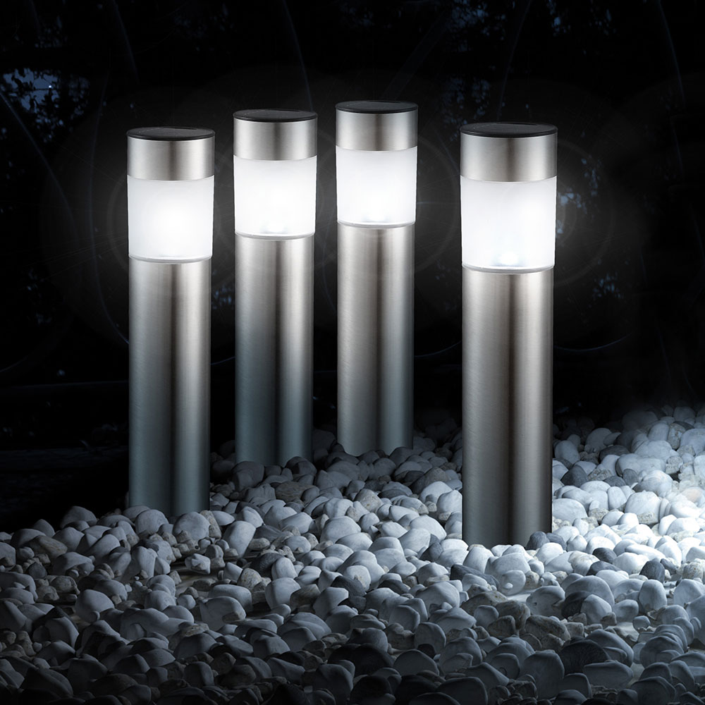 12er Set LED Edelstahl Solarleuchten, Höhe 28 cm
