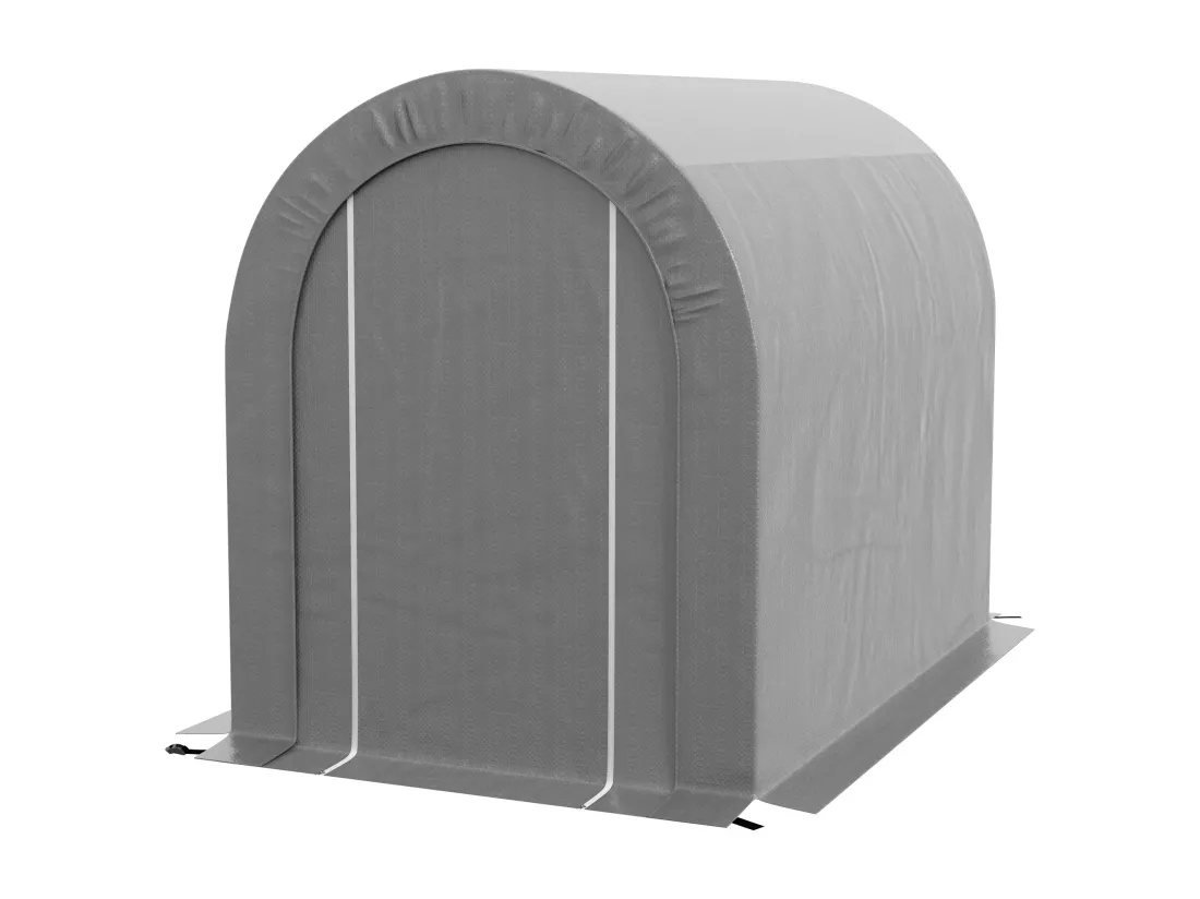 Abri de jardin rangement extérieur dim. 239L x 159l x 190H cm - porte zippée - acier galvanisé PE gris