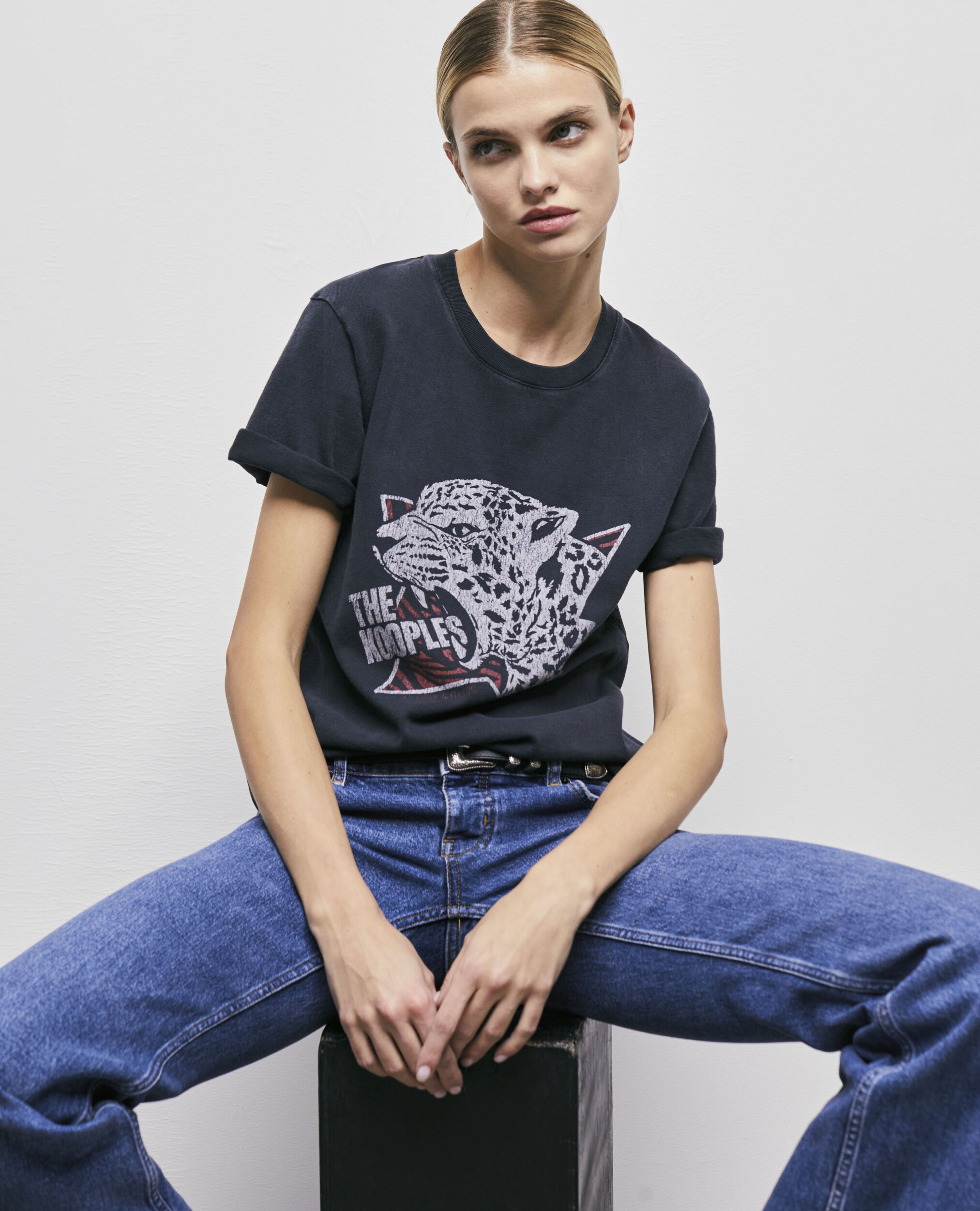 T-shirt sérigraphié léopard