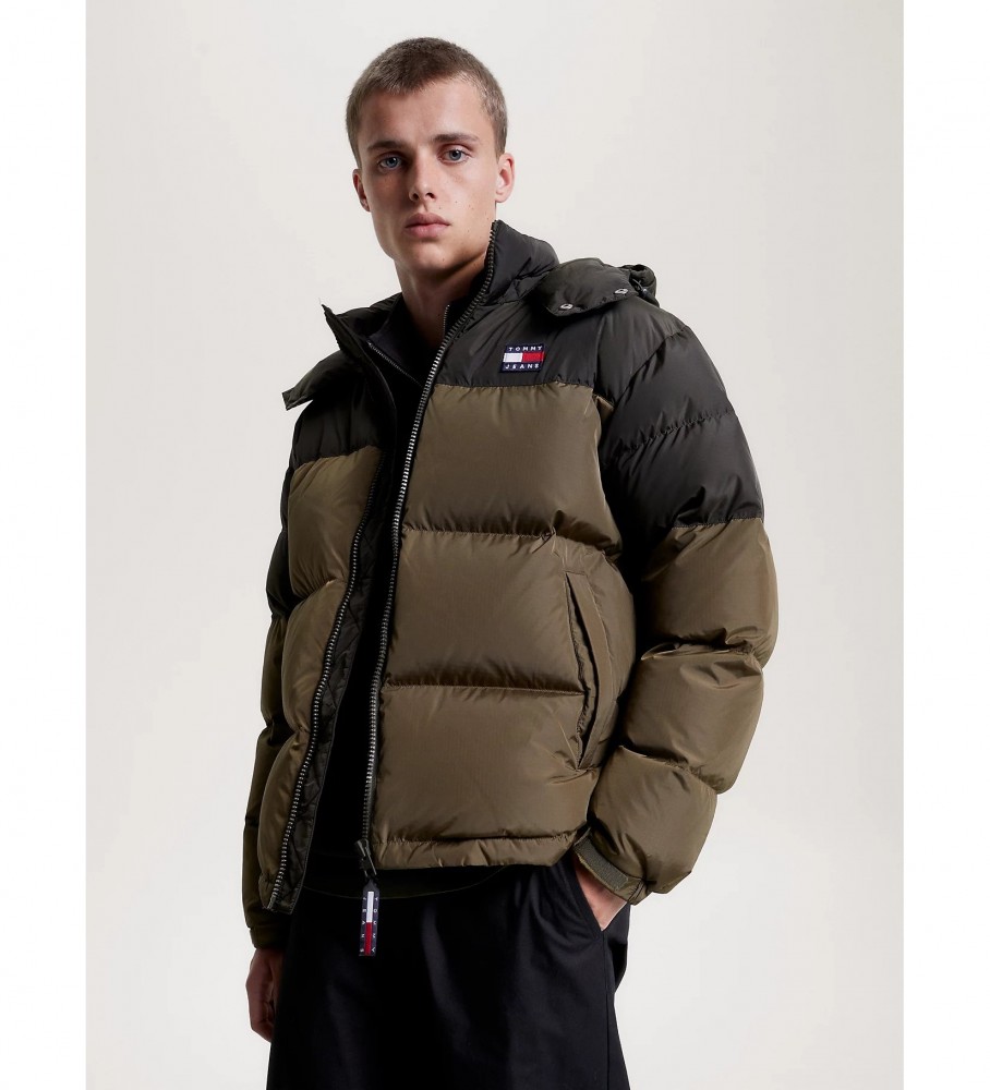 Jaqueta Tommy Jeans Alaska acolchoada, bloco de cor verde
