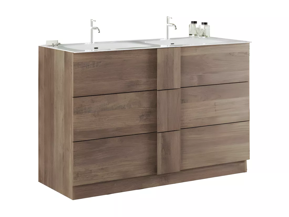 Meuble sous-vasque 122 cm Chêne noisette + vasque - STARS