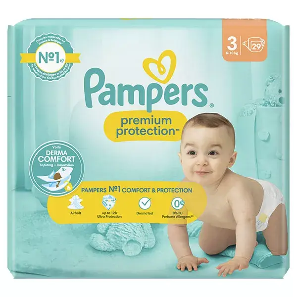 Fraldas Pampers Premium Protection Tamanho 3 x 29 (6kg - 10kg) Nossa número 1 em conforto e proteção