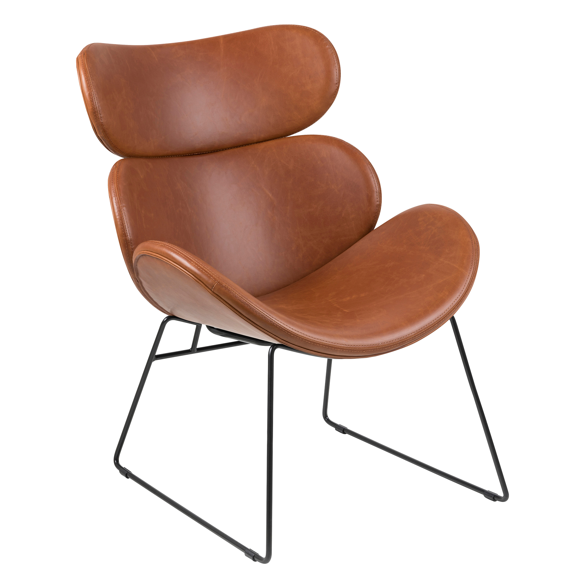 Loungestuhl CAZAR - braun - schwarz - Kunstleder