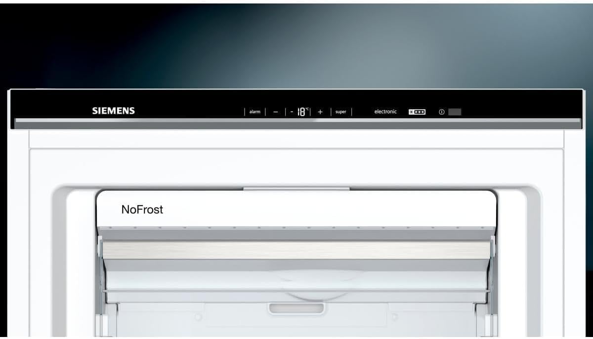 Siemens GS51NAWCV iQ500 Gefrierschrank, 161 x 70 cm, 289 L, noFrost nie wieder abtauen, bigBox Platz für großes Gefriergut, varioZone flexible Glas-und Schubladen, Weiß