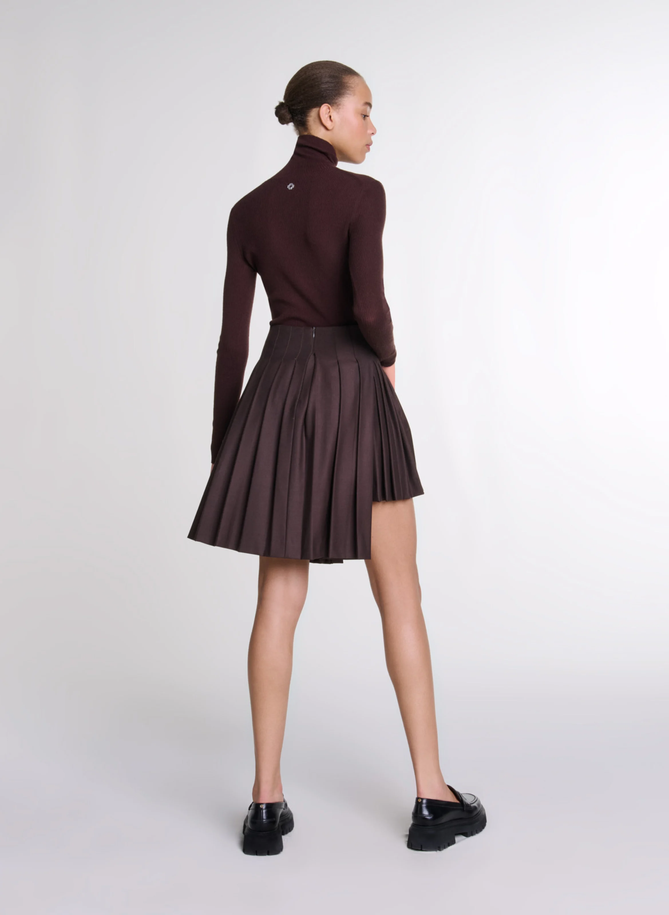 Pull col montant en laine mélangée | Marron