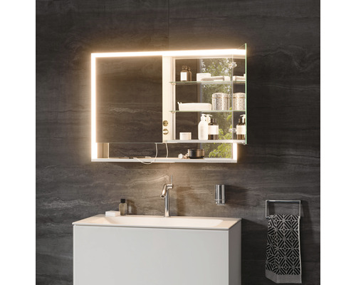 KEUCO Royal Lumos spiegelkast 70 x 16,5 x 73,5 cm zilver 2-deurs LED IP 24 inbouw 713