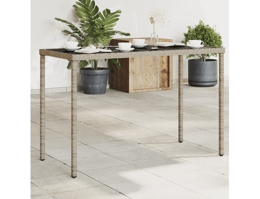 VIDAXL - Table de jardin dessus en verre gris 115x54x74cm résine tres...