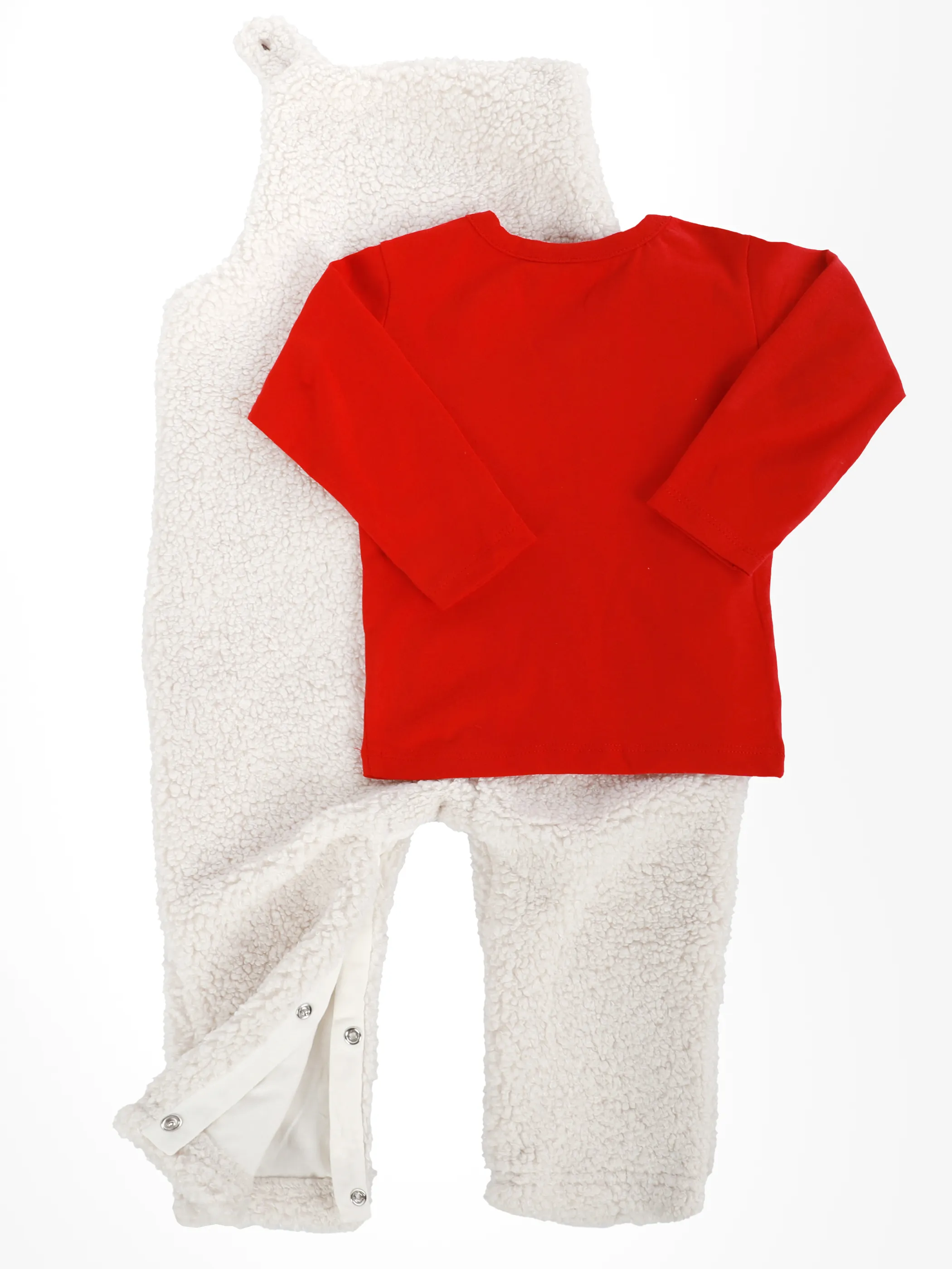 Baby-Set 2tlg., best. aus Teddyfellstrampler und Langarmshirt