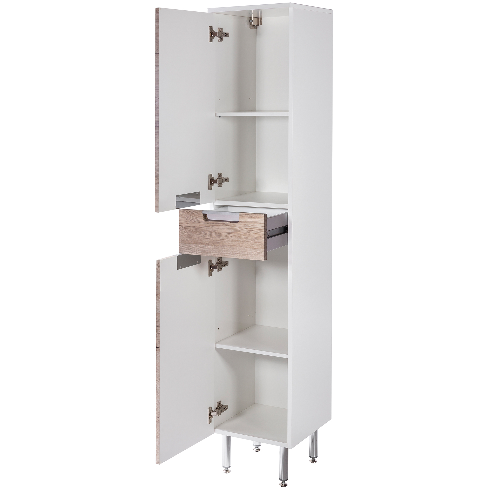 Hochschrank - weiß-Sanremo Eiche - 33 cm