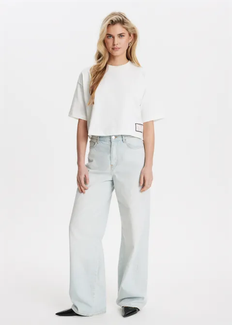 Cropped t-shirt met patch off-white (WIT.O)
