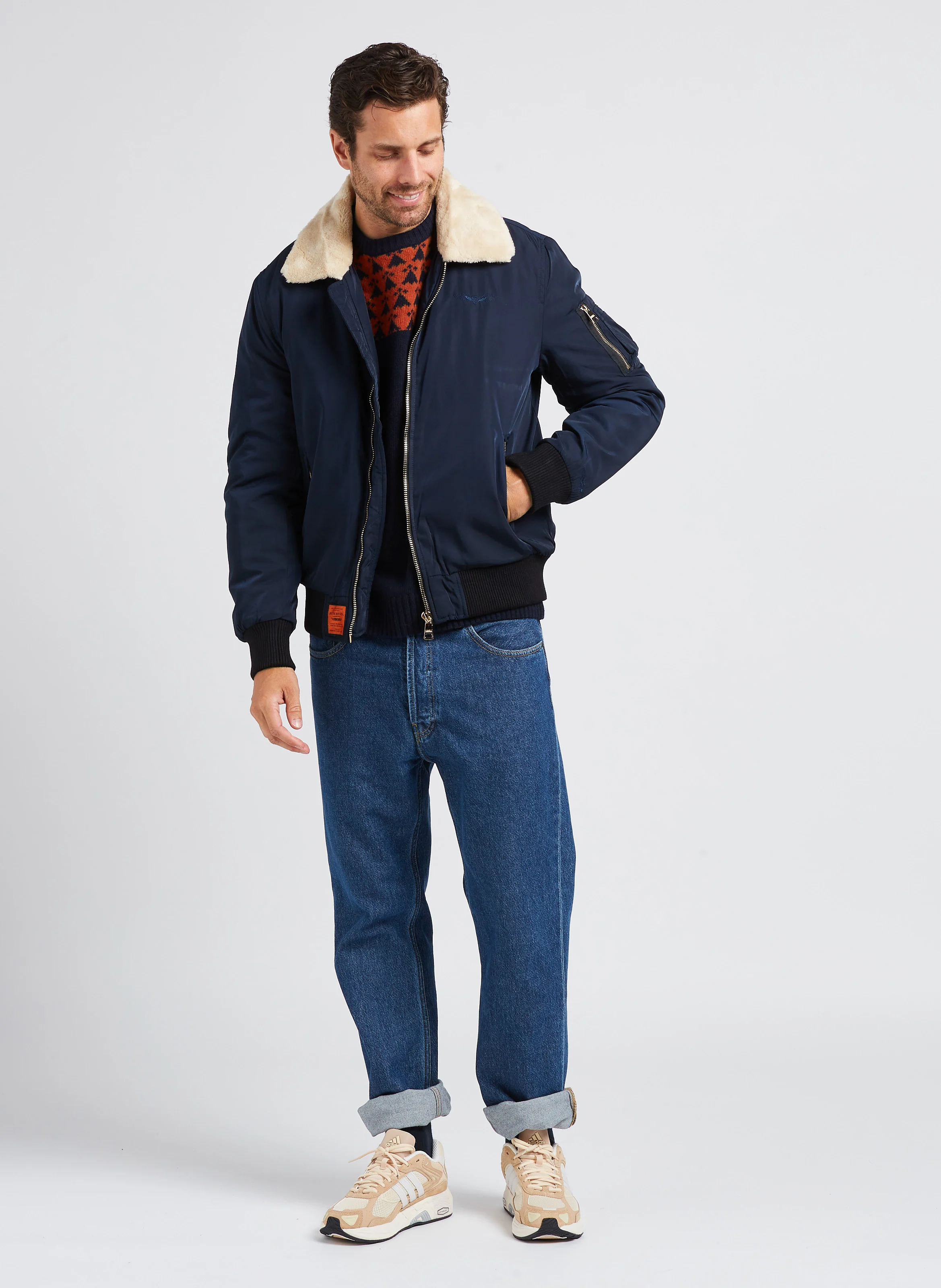 VERSMOLD - Blouson aviateur col classique | Bleu