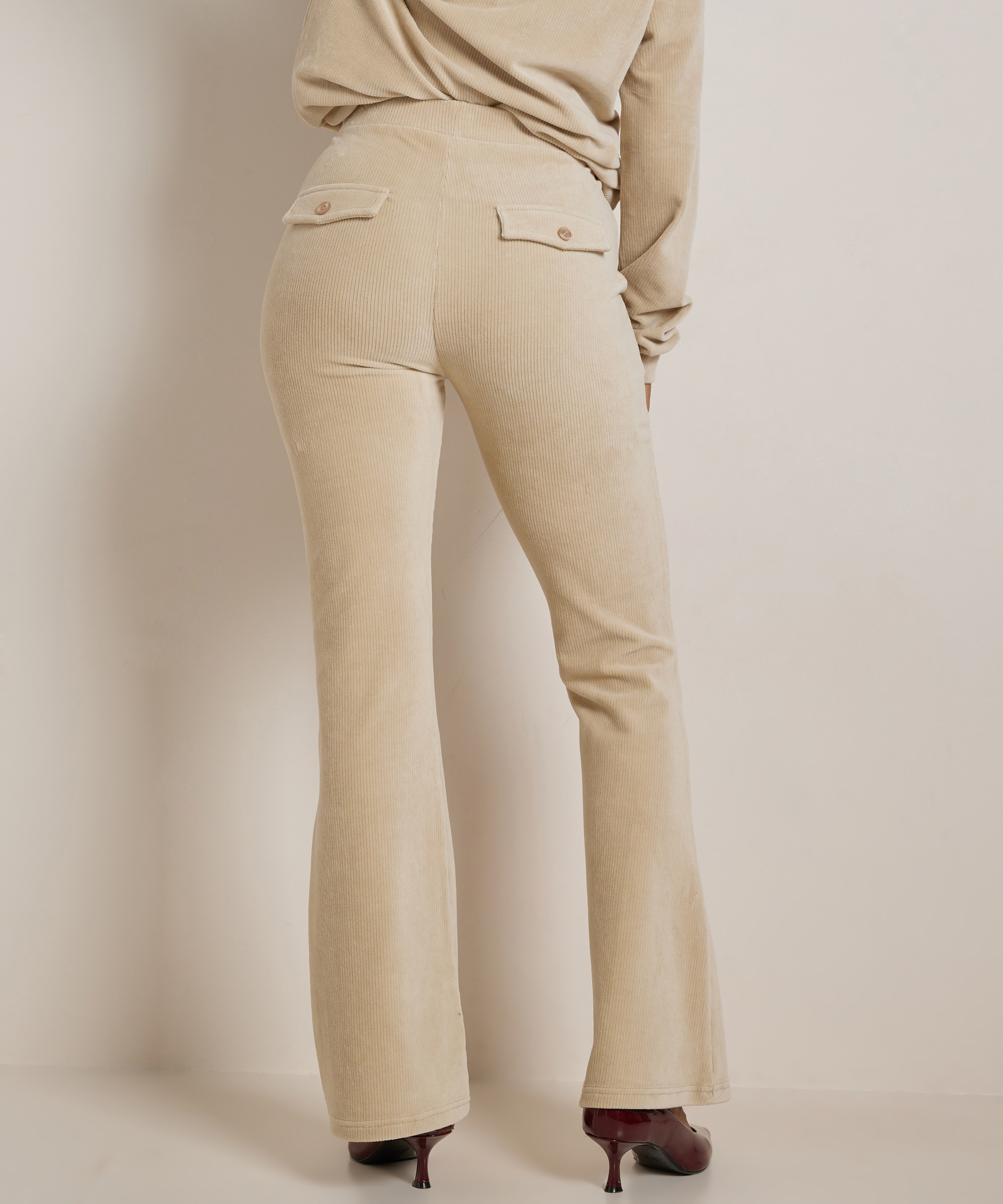 flared fit broek rib velvet naad