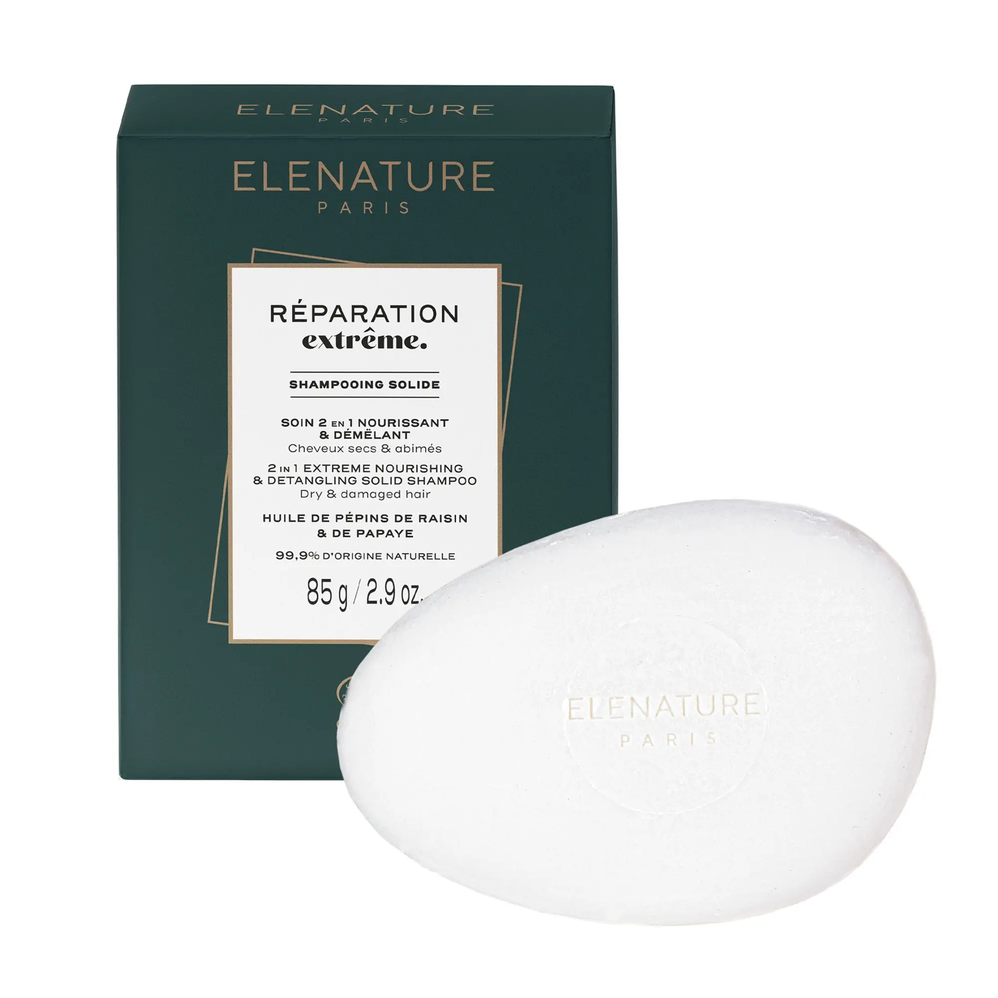 Elénature - RÉPARATION EXTRÊME Shampooing Solide - Soin 2-en-1 Nourrissant & Démêlant- Soin Cheveux