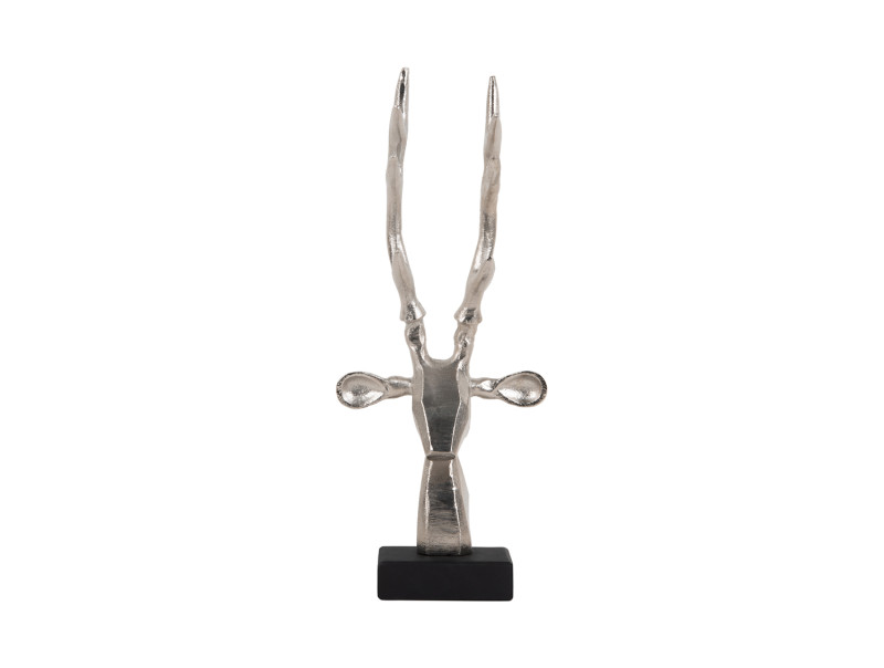 Statue Reindeer Head PT4155SI Brushed silver