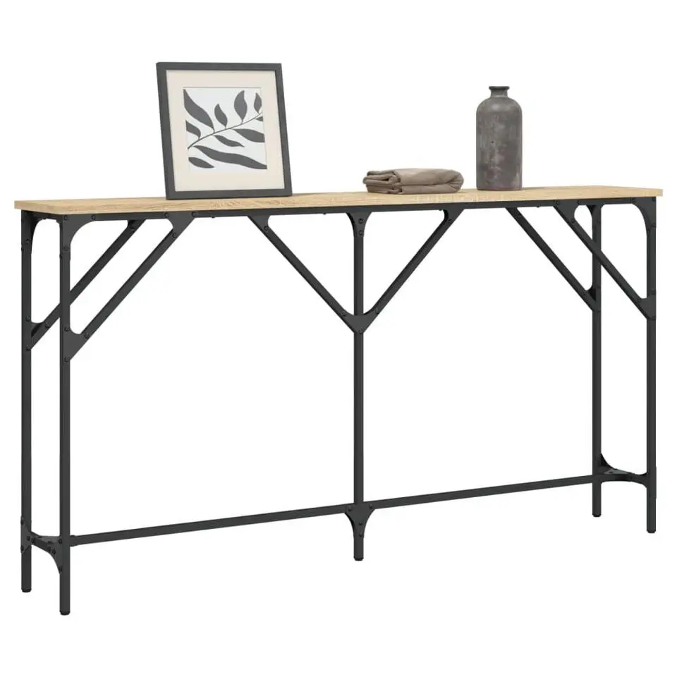 vidaXL - Consoletafel - Sonoma eiken - Bewerkt hout - 140x23x75 cm