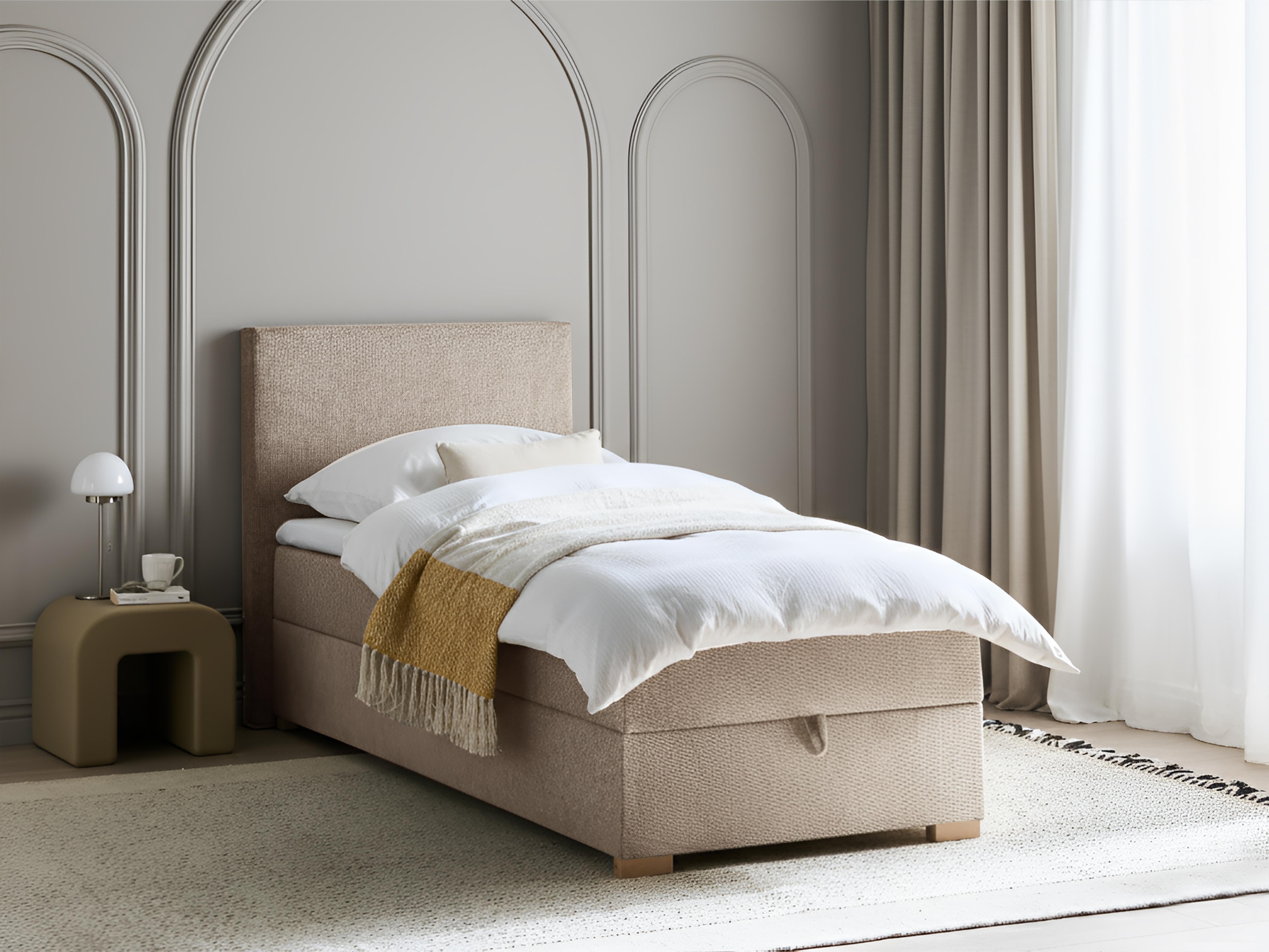 Boxspring met opbergruimte Stof MAJOR 90 x 200 cm Taupe