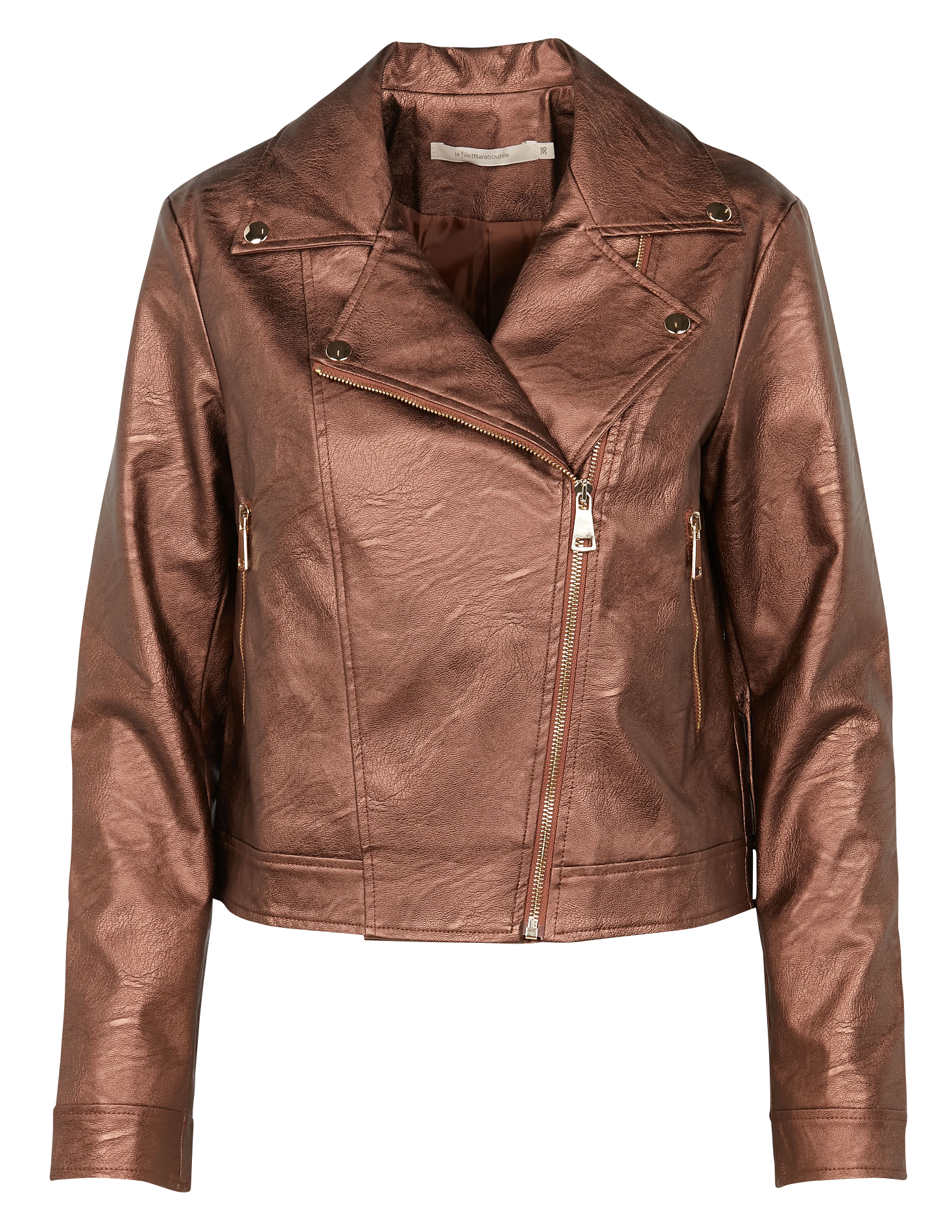 Blouson zippé métallisé | Marron